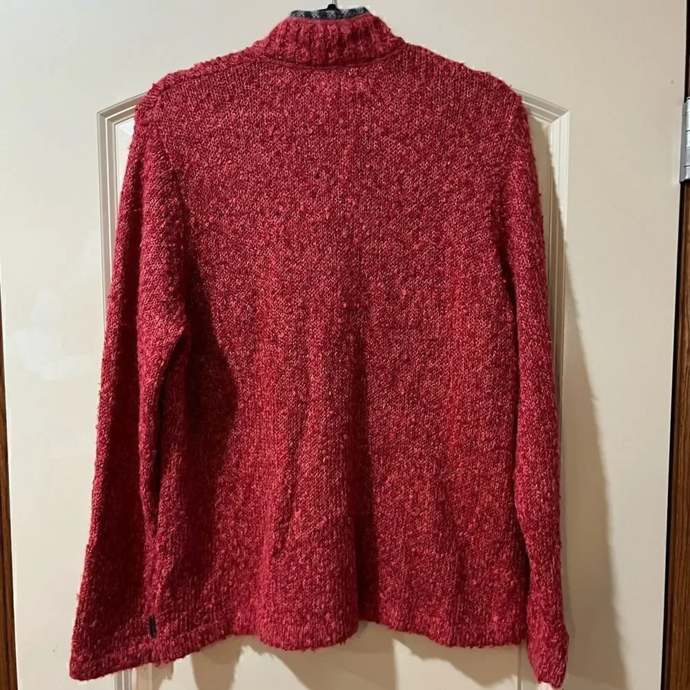 WOOLRICH Long Sleeve 1/4 Zip Pullover Acrylic Wool Red Women’s Size XL